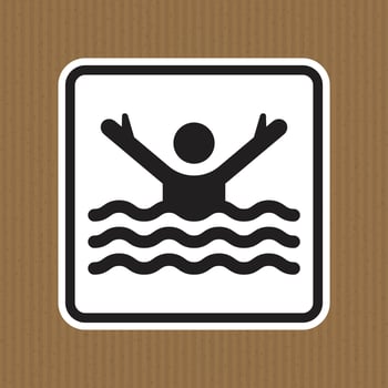 Black and White Illustration of a Person in Water with Arms Raised vector