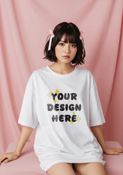 Modern Tee Mockup Featuring a Woman with Short Hair psd