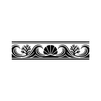 Minimalist Oceanic Border Shell, Waves, and Coral. vector