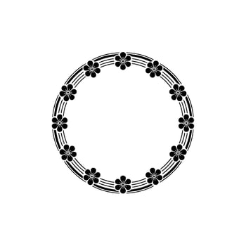 Floral Circle Border Black and White Minimalist Element. vector