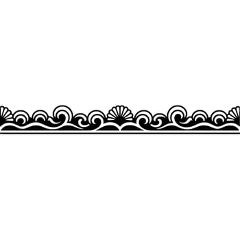 Elegant Black Decorative Border with Swirls and Shell Motif. vector