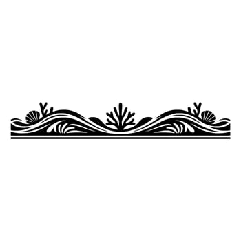 Elegant Ocean Border Illustration, Nautical Silhouette. vector