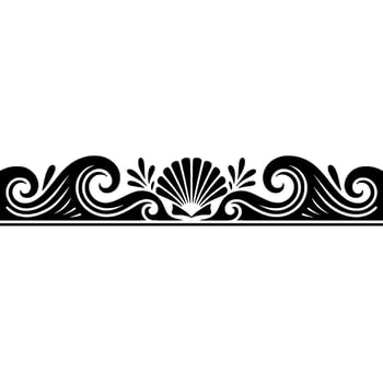 Decorative Ocean Wave Seashell Border, Illustration, Minimalist. vector