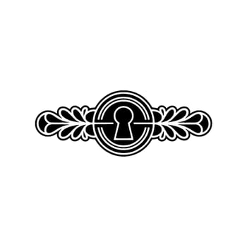 Elegant Keyhole Ornament Decorative Black White. vector