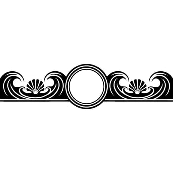 Art Deco Ocean Wave and Shell Border with Circle Center Element. vector