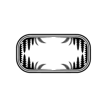 Minimalist Forest Label - Black White Illustration. vector