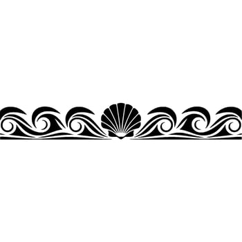 Ocean Wave and Shell Border Minimalist Illustration. vector