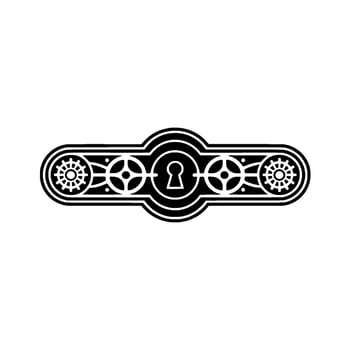 Steampunk Lock and Gear Ornament, Minimalist. vector
