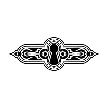Ornate Keyhole Silhouette Elegant, Vintage-Inspired Element. vector
