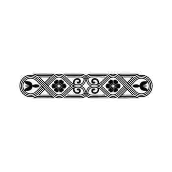 Decorative Floral Border Element Black White. vector