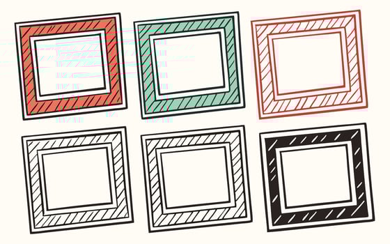 Colorful hand drawn frames art illustration template background design vector
