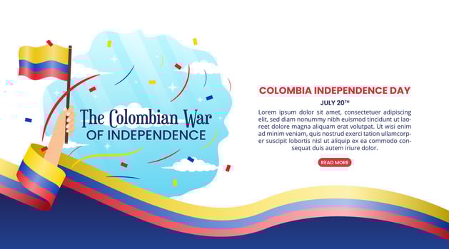 20 De Julio Dia De La Independencia or Colombia Independence Day with waving flag vector