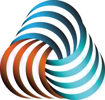 Abstract interlocking triangular curves design vector
