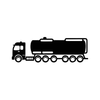 A black silhouette of a tanker truck on white vector