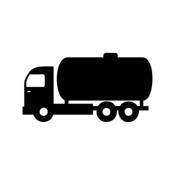 A black silhouette of a tanker truck with a rounded tank on a white background vector
