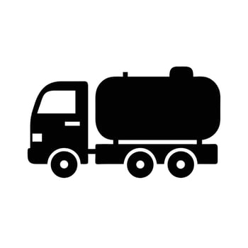 A black silhouette illustration of a tank truck with three axles visible vector