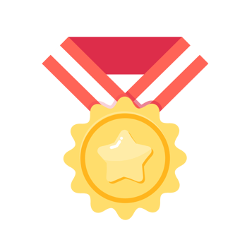 Gold Star Medal Illustration with red ribbon png