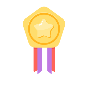 Gold Star Medal Illustration, badge with ribbon png