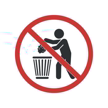 No Littering Sign Prohibiting Trash Disposal vector