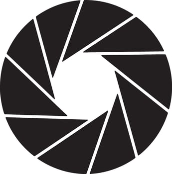 Dramatic Black and White Camera Lens Aperture A Striking Graphic Design Element for Photography Websites vector