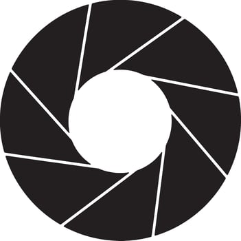 Dramatic Black and White Camera Aperture Icon, Stylish Shutter Design for Photography, Minimalist Graphic, Modern Artistic Mood vector