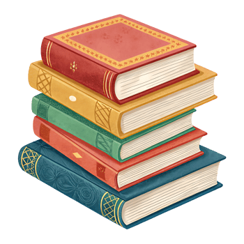 Stack of vintage books isolated on transparent background png