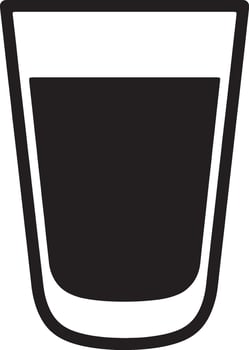 Simple Black and White Illustration of a Glass of Water, Depicting Refreshment and Hydration on a White Background vector