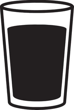 A Simple Line Drawing of a Glass of Dark Liquid, Evoking a Mysterious and Serene Mood in a Minimalist Style vector