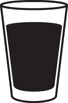Simple Black and White Illustration of a Glass of Water, Refreshing Drink in a Tall Glass, Minimalist Design, Clean and Crisp Image vector