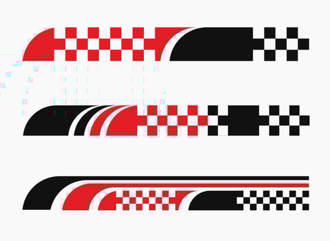 Set of simple car stripes. Car race stripes. Racing sticker design. Racing flag design. Graphic sport decal vinyl element. Automobile decoration. Racing design set vector