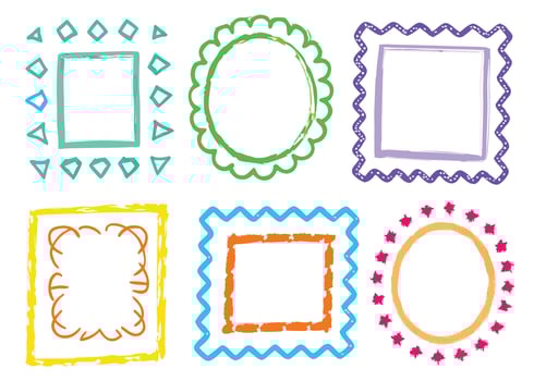 Vintage floral frame set for card design and scrapbook decoration for kids drawing vector