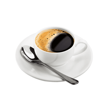 A cup of coffee on transparent background. Black tea cup with spoon. png