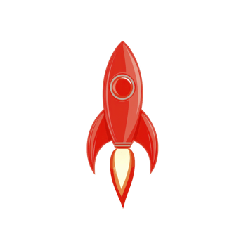 Vibrant red rocket icon with sleek design and glowing flame, symbolizing innovation and exploration. Perfect for themes of space travel, technology, and adventure png