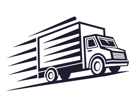 Dynamic illustration of a fast moving delivery truck or commercial transportation vehicle vector