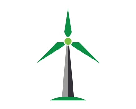 Simple illustration depicting a wind turbine generating sustainable and renewable energy resources vector