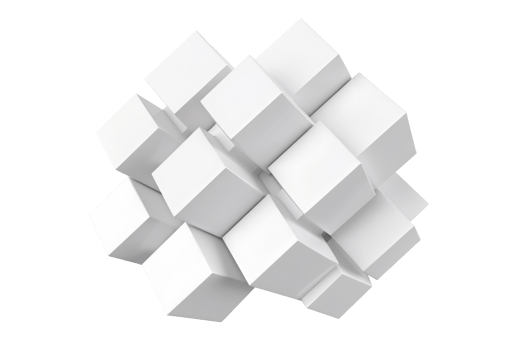 A lot of 3D stacked white cubes. Geometric abstract shape. png
