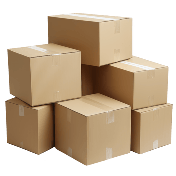 Cardboard boxes stacked in pyramid shape, showcasing packaging and storage solutions. boxes are plain, brown, and sealed with tape, ideal for moving or shipping png