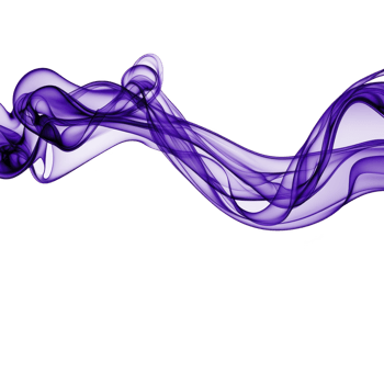 Flowing, abstract purple smoke pattern swirls gracefully against transparency background, creating sense of movement and elegance. translucent waves form intricate shapes and curves png
