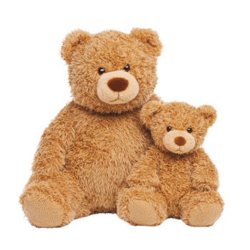 Cute brown teddy bears, one large and one small, sit together showcasing their fluffy texture and adorable expressions. Perfect for cozy, comforting atmosphere png