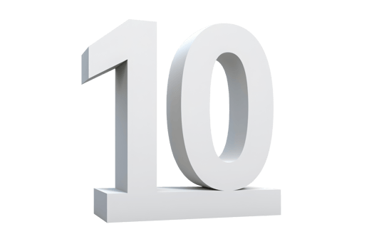 Number ten on line or pedestal. White color. png