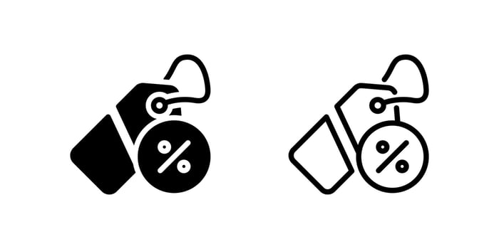 Eye-catching discount percentage tag icon for sales, special offers, and promotional deals. Ideal for marketing and retail designs. vector