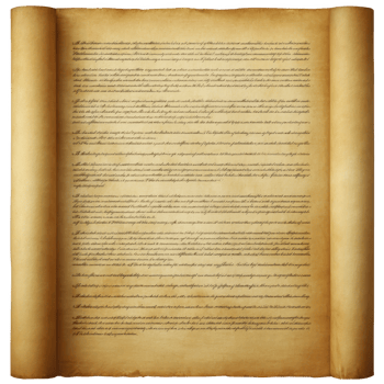 Ancient scroll with elegant script, featuring weathered, yellowed parchment texture. text is neatly aligned, giving sense of historical significance and timeless wisdom png