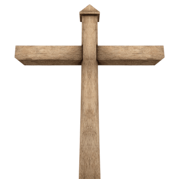 Wooden cross stands tall against transparency background, symbolizing faith and spirituality. simple design and natural wood texture evoke sense of peace and reverence png