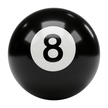 Black Eight Ball Isolated on a Transparent Background. Cut Out, Clipping Path. png
