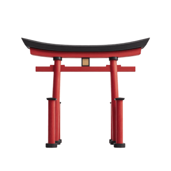 Traditional red torii gate stands prominently, symbolizing entrance to sacred space in Japanese culture. gate elegant design and vibrant color evoke sense of tranquility and reverence png