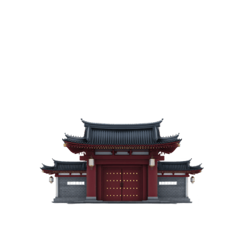 Traditional Asian temple gate with intricate architectural details and red and gray color scheme, showcasing cultural heritage and historical design elements png