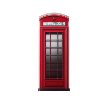 Classic red British telephone booth stands isolated on transparency background, showcasing its iconic design and vintage charm png