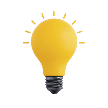 Bright yellow light bulb with glowing effect symbolizes creativity and innovation. bulb is isolated on transparency background, emphasizing its vibrant color and design png