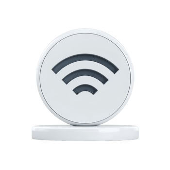 3D icon of Wi Fi symbol on circular base, representing wireless connectivity and internet access. design is minimalistic and modern, suitable for technology themes png