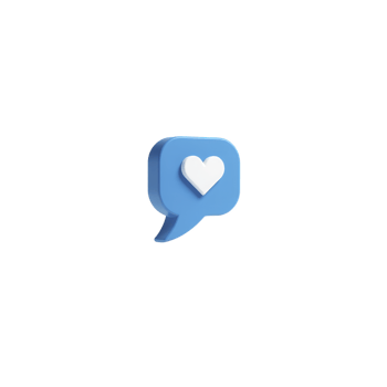 Blue speech bubble with white heart symbolizes communication and affection, often used in social media to express likes or love. minimalist design conveys modern digital aesthetic png